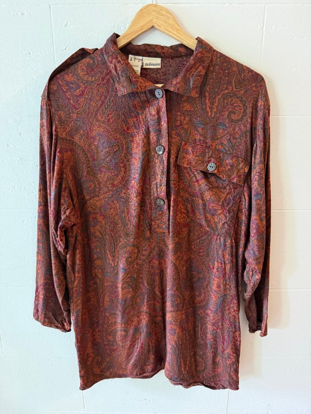 Steilmann | Vintage Paisley Earth Tones Button Down Shirt | Large